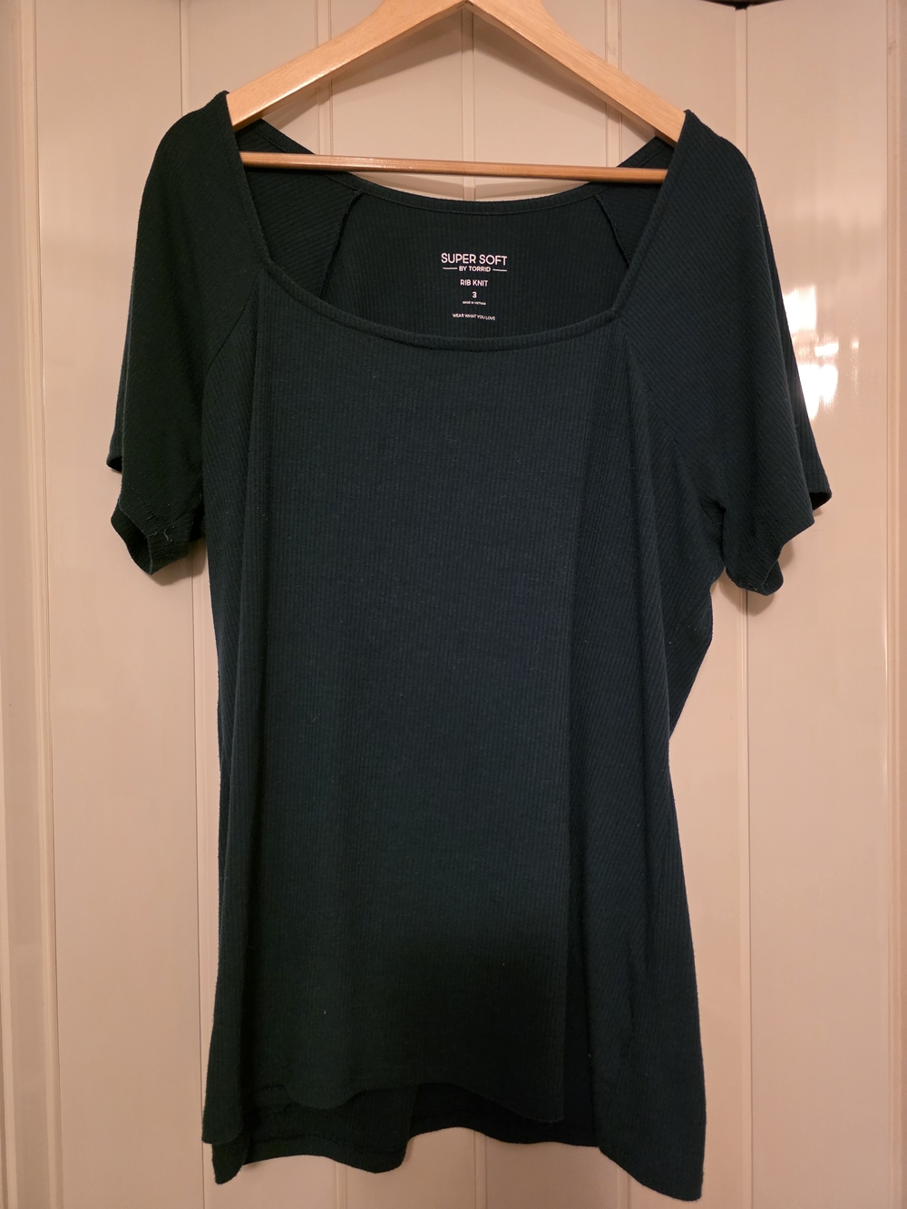 Torrid Super Soft Ribbed Short Sleeve Top in Dark Green